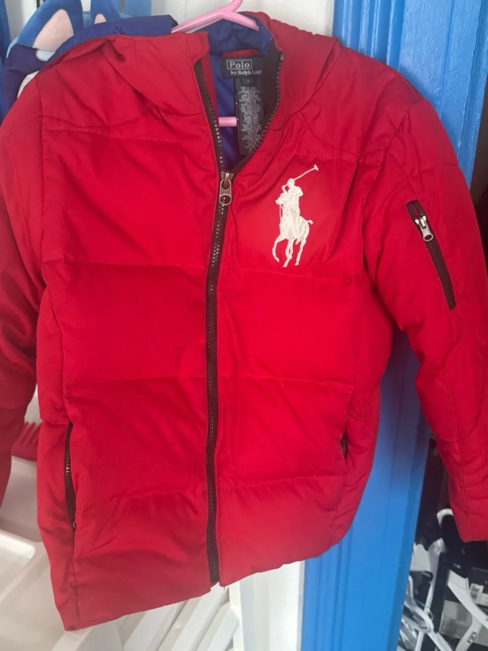 Ralph Lauren Red Quilted Jacket with Navy Lining